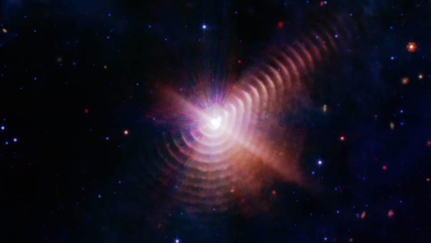 Фото - «Джеймс Уэбб» запечатлел пылевой шлейф взаимодействия двух звезд